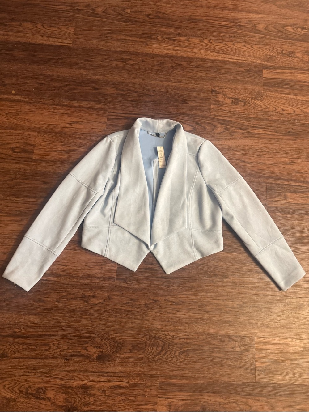 White House Black Market Pale Blue Draped Open-Front Blazer
